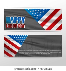 Labor Day banner set. September 5th, United state of America, American Happy Labor day design. Beautiful USA flag Composition. Labor Day poster design. Vector illustration