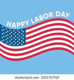 labor day banner with usa flag . vector illustration