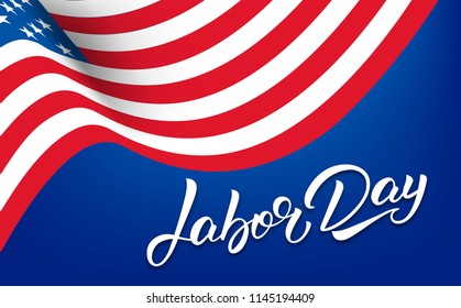 Labor Day. Banner for USA Labor Day sale, promotion, advertisement. Template with hand lettering and american flag