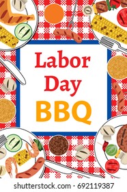 Labor Day BBQ Invitation For Barbecue Party