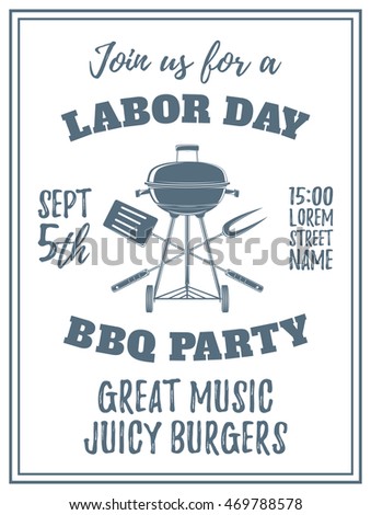 labor day bbq party poster template stock vector royalty free