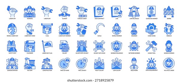 Labor Day Blue Icon Set