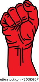 Labor Day Bold Red Clenched Fist Power vector illustration