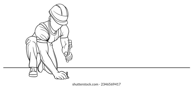 Labor day, builder construction line art style vector illustration