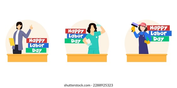 Labor Day Bundle Flat Illustration
