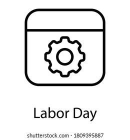 labor day calendar line icon, black out line vector design