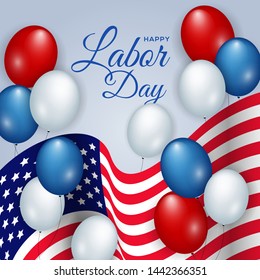 Labor day card with ballon design vector illustration