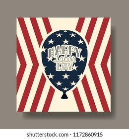 labor day card with balloon helium and usa flag