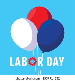 labor day card with balloons helium vector illustration design