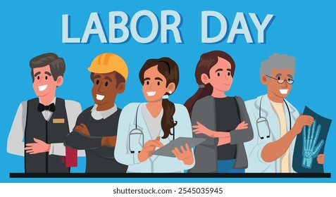 labor day card with people occupation difference, vector illustration.