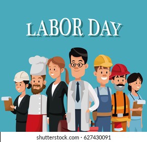 labor day card with people occupation difference