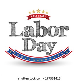 Labor day card vector. text signs.