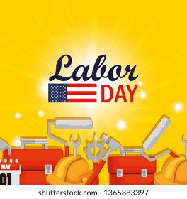 labor day celebration with construction tools
