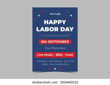 Labor day celebration flyer template design. Labor day event poster leaflet template