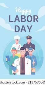 Labor day celebration with professional workers