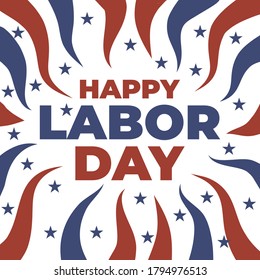 labor day celebration in usa america and canada with firewor, confetti, stars element decoration frame with blue and red colors. can be used for banner, greeting card, website, invitation, poster.