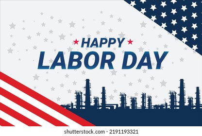 Labor day celebration vector background, banner with American flags