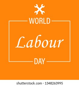 Labor day celebration. White lettering on orange background. Banner isolated. EPS 10
