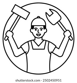 Labor Day Celebration: Workers with Tools Vector Illustration Art for Printable Graphics Design