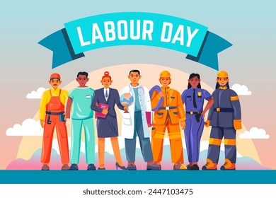 Labor day characters. Happy 1 may work professions international celebration, essential workers group different occupation world holiday job industry, recent vector illustration