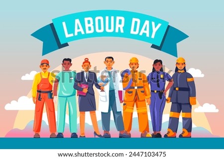 Labor day characters. Happy 1 may work professions international celebration, essential workers group different occupation world holiday job industry, recent vector illustration