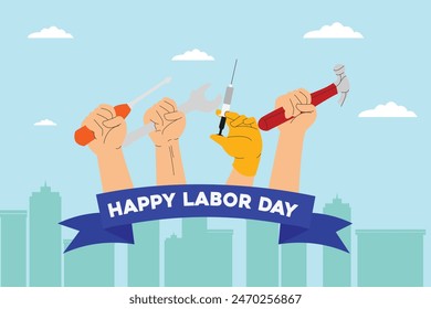 Labor day with city background