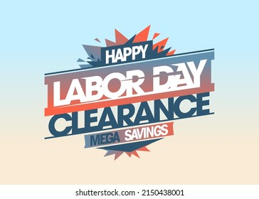 Labor day clearance mega savings - sale vector holiday web banner design mockup