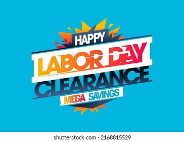 Labor day clearance mega savings - sale vector holiday web banner or flyer mockup