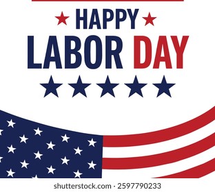 Labor Day Closure Under the Stars and Stripes: A vibrant American flag sets the backdrop for a Labor Day closure announcement, honoring American workers.
