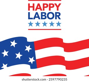 Labor Day Closure Under the Stars and Stripes: A vibrant American flag sets the backdrop for a Labor Day closure announcement, honoring American workers.
