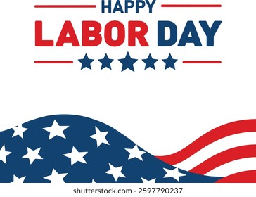 Labor Day Closure Under the Stars and Stripes: A vibrant American flag sets the backdrop for a Labor Day closure announcement, honoring American workers.
