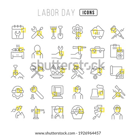 Labor Day. Collection of perfectly thin icons for web design, app, and the most modern projects. The kit of signs for category Holidays.