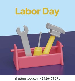 Labor day concept. Realistic 3d object cartoon style.
