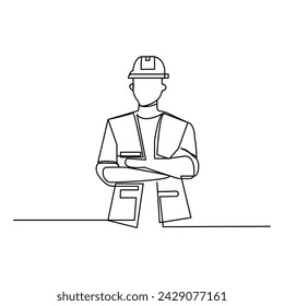 Labor day   continuous one line drawing of outline vector illustration
