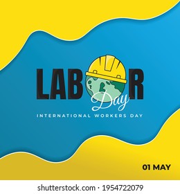 Diseño del Día del Trabajo con tierra usando casco. buena plantilla para el día internacional de los trabajadores