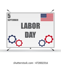 Labor day design elements on a stand for text with shadow