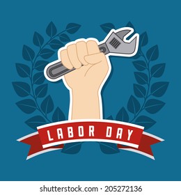 Labor day design over blue background, vector illustration