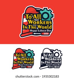 Labor day design sticker premium logo