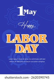 Cartel digital del Día del Trabajo con tema de la industria laboral.	