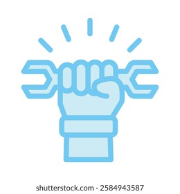 Labor Day dual tone blue color icon, mini, small illustration. use for modern concept, print, UI, UX kit, web and app development. Vector EPS 10, related to industrial, business, finance, investment.