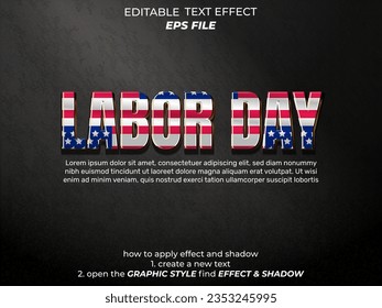 Arbeitstag bearbeitbaren Texteffekt mit 3D-Stil, Schriftart editierbar, Typografie. Vektorvorlage