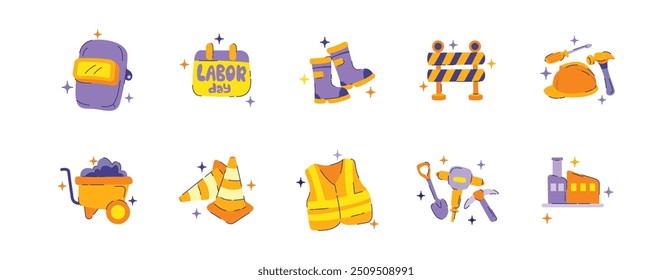 Vetor de Elemento de Dia da Mão-de-Obra, Coleta de Elemento de Mão-de-Obra