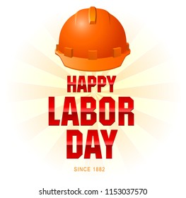 Labor day emblem. Helmet and the text block under.