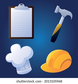 icono de conjunto de equipos de día laborable