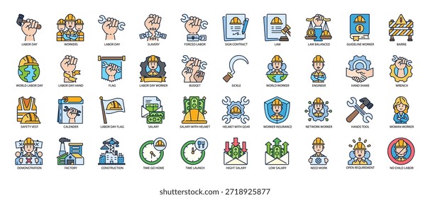 Labor Day Filled Line Icon Set