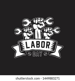Labor Day Fist and Metal Key T-Shirt Design Vector