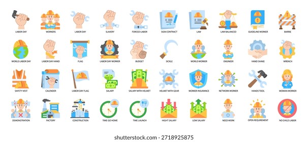 Labor Day Flat Icon Set