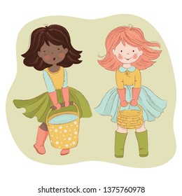 LABOR DAY Girlfriend Spring Season Work Vector Illustration Set