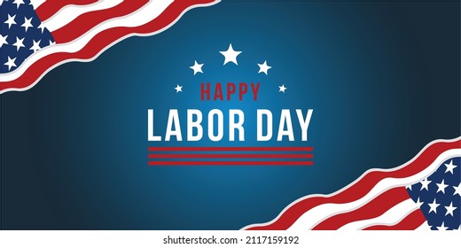 Labor Day greeting card with brush stroke background in United States national flag. Vector Illustration