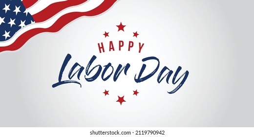 Labor Day greeting card with brush stroke background in United States national flag. Illustration Vector